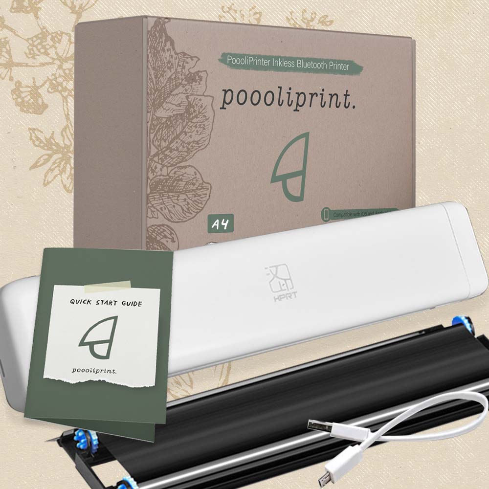 Poooli Printer Bundle with USB Cord and paper store