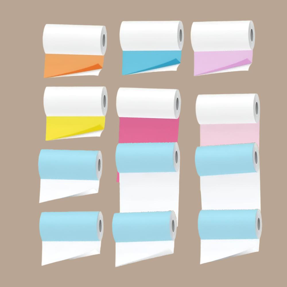 White Sticky Paper (6 rolls) + Sticky Colored Paper (6 rolls) - PoooliPrint