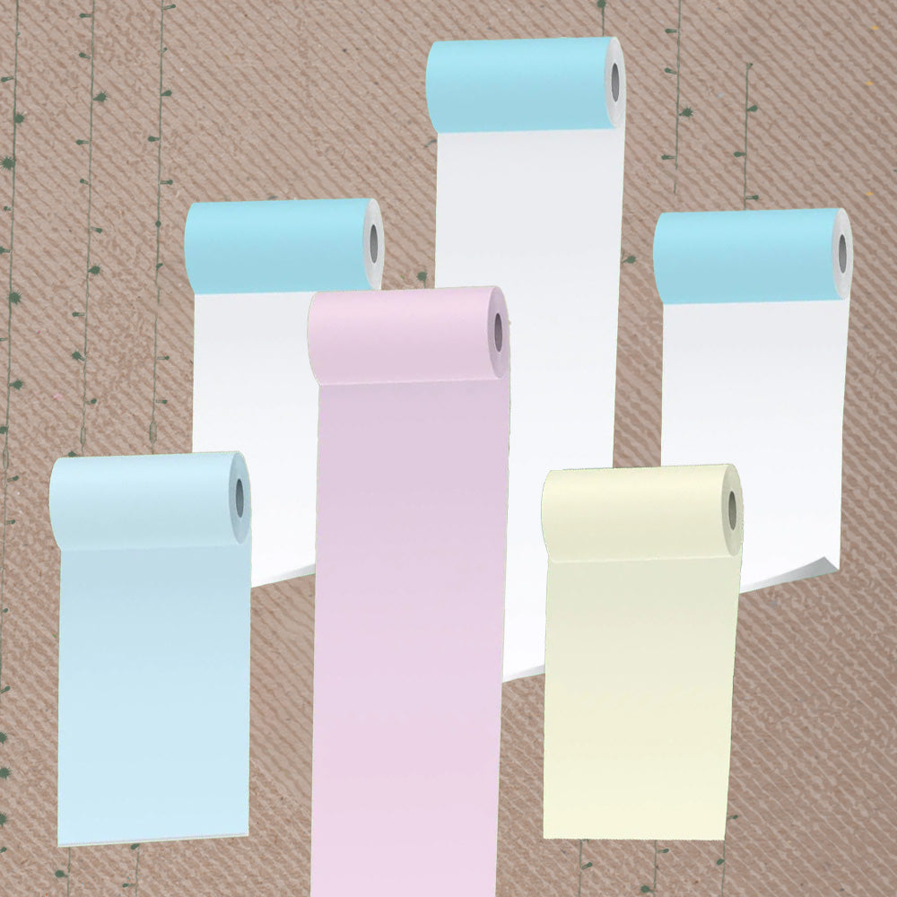 White Sticky Paper (3 rolls) + Colored Paper (3 rolls) - PoooliPrint