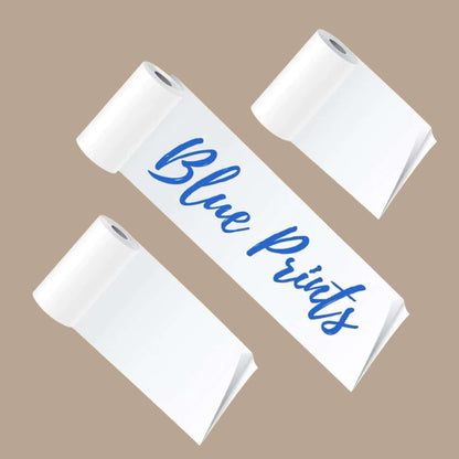 PoooliPaper® Blue Prints on White Paper 3 Rolls (Sticky or Regular) - PoooliPrint