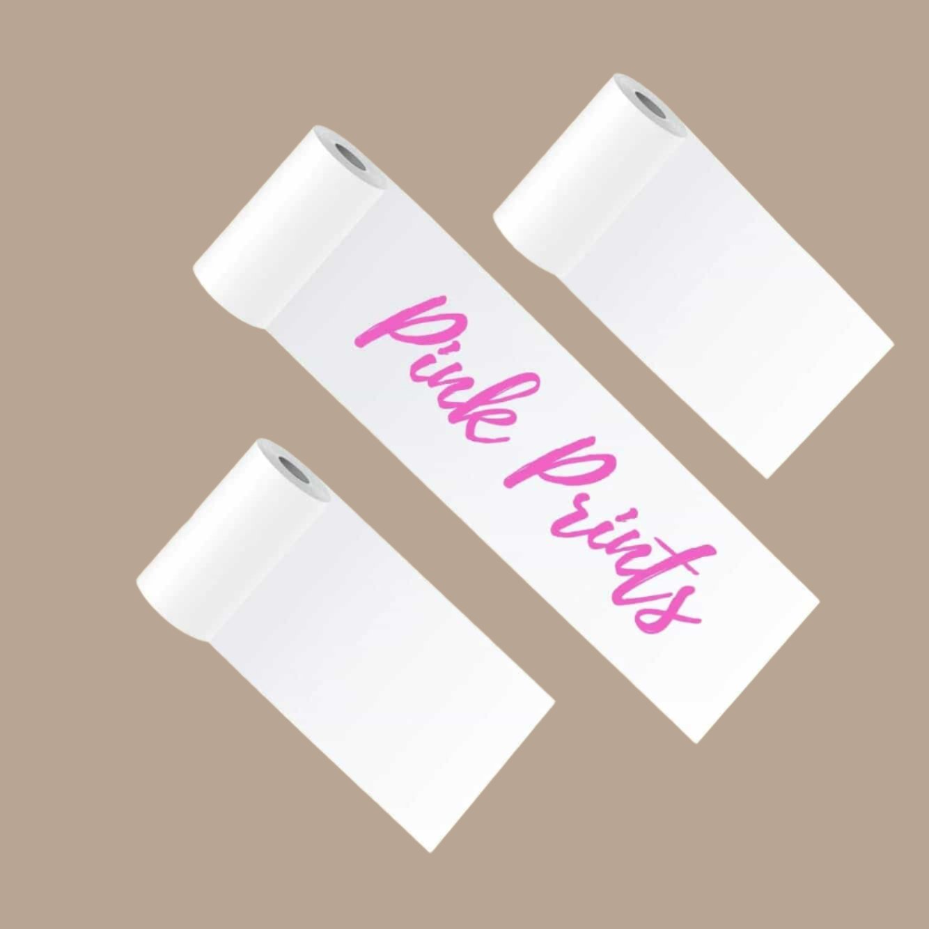 PoooliPaper® Pink Prints on White Paper 3 Rolls - PoooliPrint